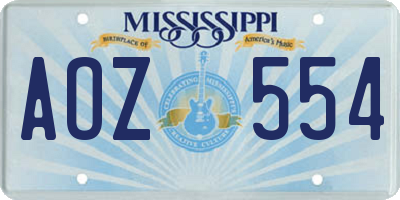 MS license plate AOZ554