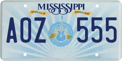 MS license plate AOZ555
