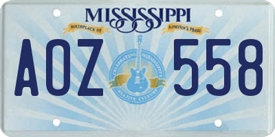 MS license plate AOZ558