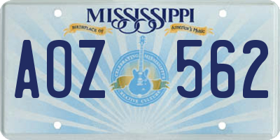 MS license plate AOZ562