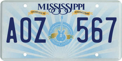 MS license plate AOZ567