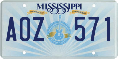 MS license plate AOZ571