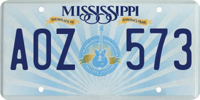 MS license plate AOZ573