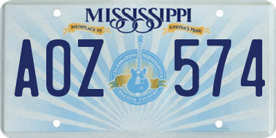 MS license plate AOZ574