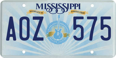 MS license plate AOZ575