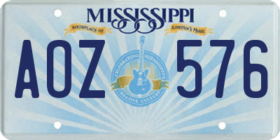 MS license plate AOZ576