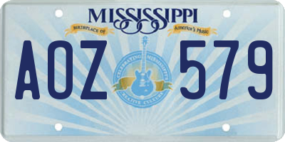 MS license plate AOZ579