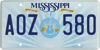 MS license plate AOZ580