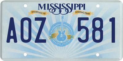 MS license plate AOZ581