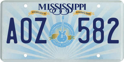 MS license plate AOZ582
