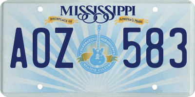 MS license plate AOZ583