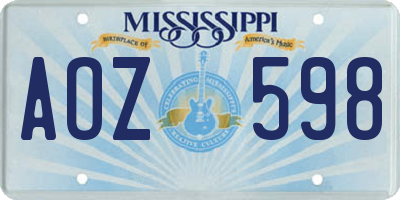 MS license plate AOZ598