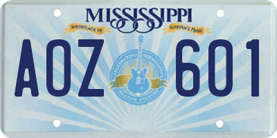 MS license plate AOZ601