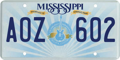 MS license plate AOZ602