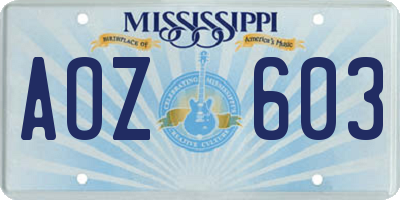 MS license plate AOZ603