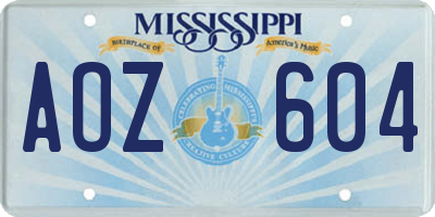 MS license plate AOZ604