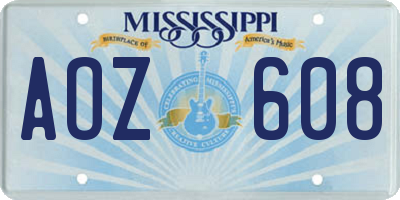 MS license plate AOZ608