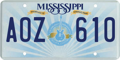 MS license plate AOZ610