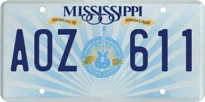 MS license plate AOZ611