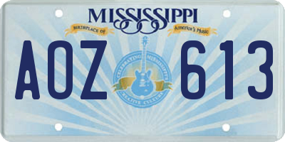 MS license plate AOZ613