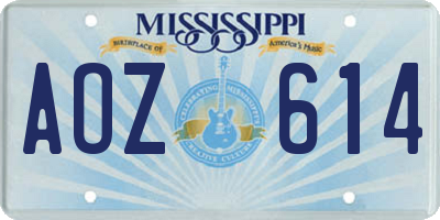 MS license plate AOZ614