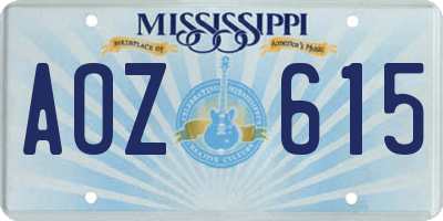 MS license plate AOZ615