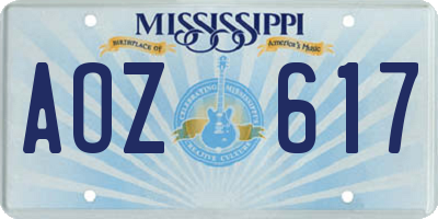 MS license plate AOZ617