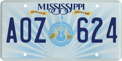MS license plate AOZ624
