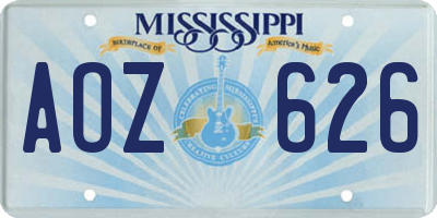 MS license plate AOZ626