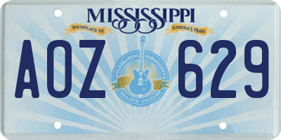 MS license plate AOZ629