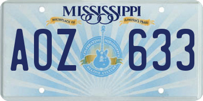 MS license plate AOZ633