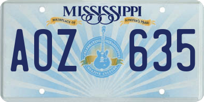 MS license plate AOZ635