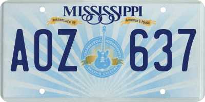MS license plate AOZ637