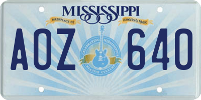 MS license plate AOZ640