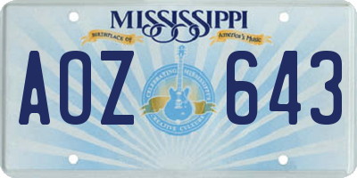 MS license plate AOZ643