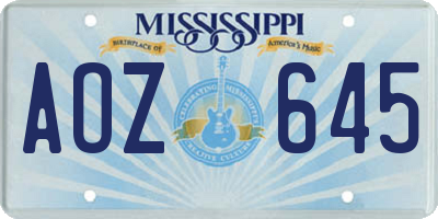MS license plate AOZ645