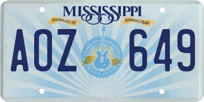 MS license plate AOZ649