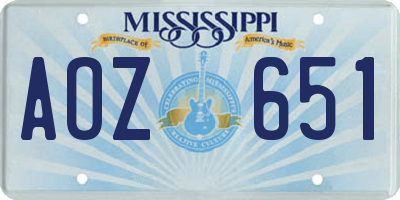 MS license plate AOZ651