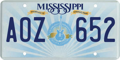 MS license plate AOZ652