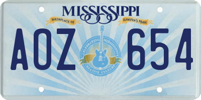MS license plate AOZ654