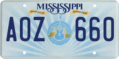 MS license plate AOZ660