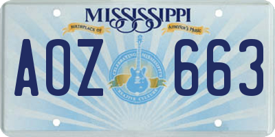 MS license plate AOZ663