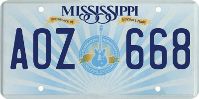 MS license plate AOZ668
