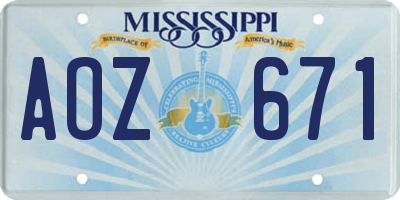 MS license plate AOZ671