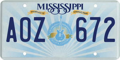 MS license plate AOZ672