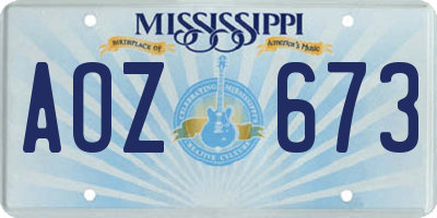 MS license plate AOZ673