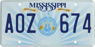 MS license plate AOZ674