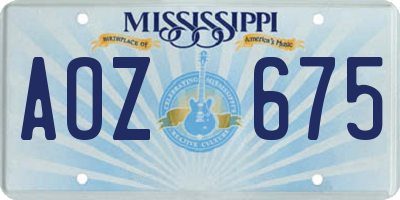 MS license plate AOZ675