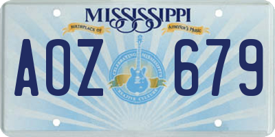 MS license plate AOZ679