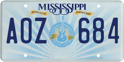 MS license plate AOZ684